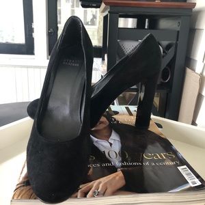 Suede Stuart Weitzman block heel pumps
